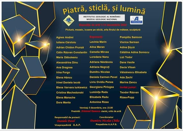 Piatră, sticlă şi lumină - expoziţie colectivă de artă a Asociaţiei Artiştilor Plastici din Bucureşti