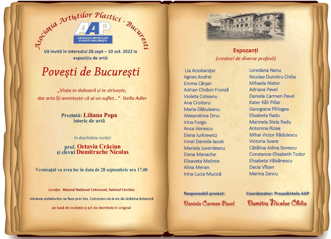 Povesti de Bucuresti - expozitia Asociatiei Artistilor Plastici, Bucuresti, septembrie 2022