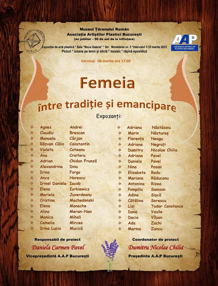 "Femeia - intre traditie si emancipare" -expozitie colectivă de arta a Asociatiei Artistilor Plastici Bucuresti